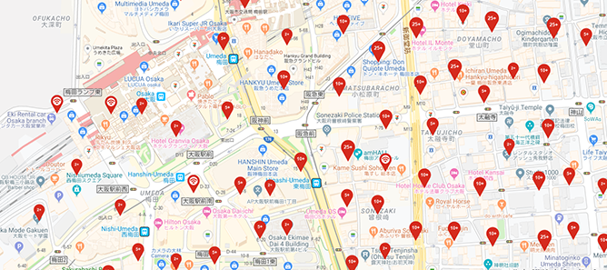 大阪駅周辺のBoingo Wi-Fiホットスポット